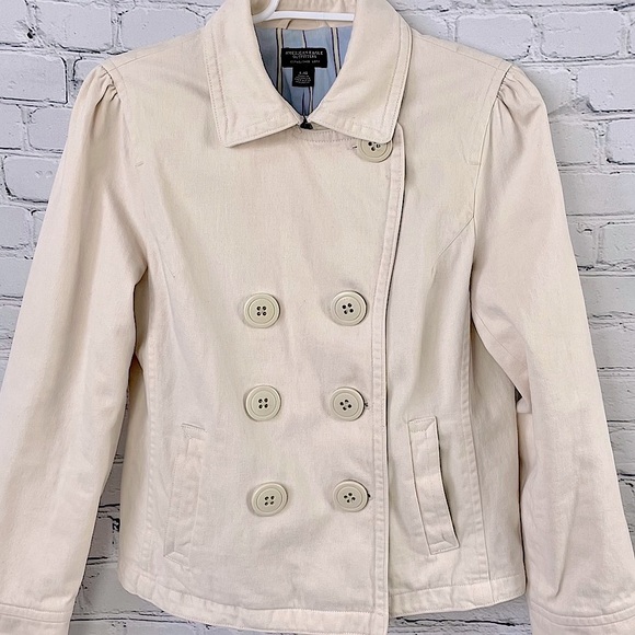 American Eagle Outfitters Jackets & Blazers - Vintage American Eagle tailored antique white double breasted lined peacoat L